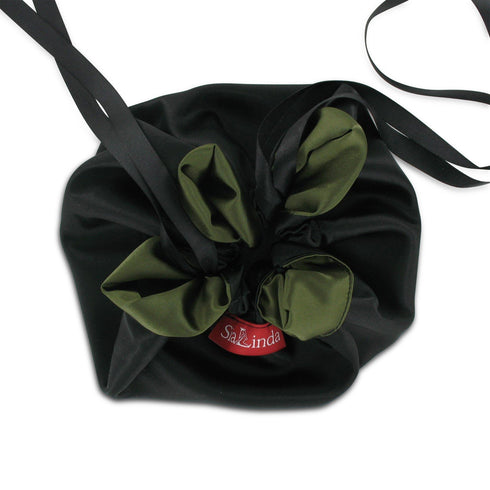 SiaLinda: Pompadour Tasche Verda II, moos grün / schwarz, Satin - SiaLinda.com